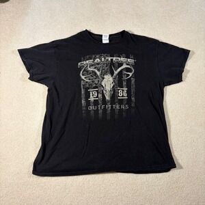 Realtree Outfitters Graphic T-Shirt Mens XL Black Deer Skull Flag Hunting Tee